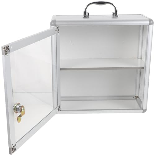 Abaodam Boîte à Remède Murale Verrouillable en Métal Petite Taille Grosse Capacité Conteneur de Stockage Pratique pour Pharmacie Familiale et Bureau Rangement Sécurisé pour