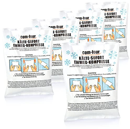 com-four® 5x Einweg Kälte Sofort-Kompresse zum Knicken 21 x 15 cm, Kältepack zum sofortigen Kühlen, Kühlpack für Erste-Hilfe-Maßnahmen, Kühlkissen zur äußerlichen Anwendung (05 Stück - Set 2)