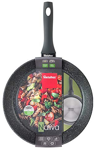 Metaltex NATIVA - Sartén Aluminio Forjado, 30 cm, antiadherente 2 capas Stone Tex (Efecto Piedra), Full Induction válido para todo tipo de cocinas