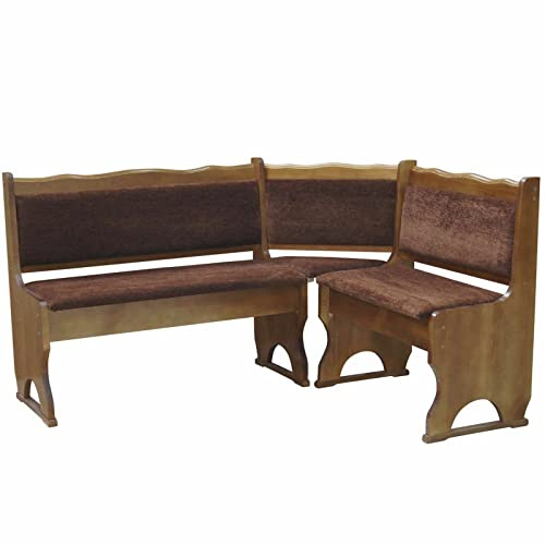 k koma Imbottitura Panca angolare in legno di pino, colore rovere con imbottitura in legno massello – nuovo marrone (140 x 180)
