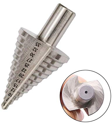 Foret conique étagé Bluesees 13 étapes 5 mm-35 mm HSS 4241 Foret étagé pour percer les trous Outil de coupe à pointe en titane Tige hexagonale HSS Kit d'outils pour acier, plastique, etc. (argent)