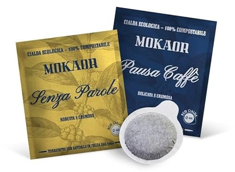 Mokaor caffè cialda ESE44 kit assaggio 200 cialde (100 Pausa Caffè, 100 Caffè senza Parole)