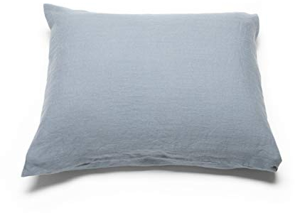 LinenMe Kissenbezug 80x80 - Luxuriöse Kopfkissenbezug aus 100% Leinen - Gewaschene Bettwäsche Antiallergische - Pillow Case - Schiefer Blau