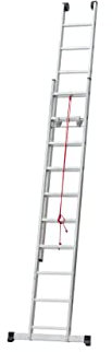 Escalera 2 Tramos Extensible con Cuerda en Aluminio Serie BRICO Perfil 66mm 3.5+3.5 MTS | Práctica y Ligera Escalera Dos Tramos con Sistema mecánico de accionamiento por Cuerda