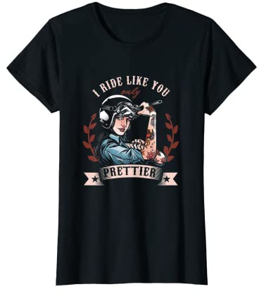 Mujer Chica motociclista Morocycle moto vehículo Racer regalo Camiseta