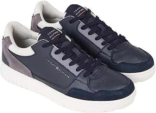Tommy Hilfiger Hombre Sneaker con suela cupsole Basket Core Zapatillas, Azul (Desert Sky), 40 EU