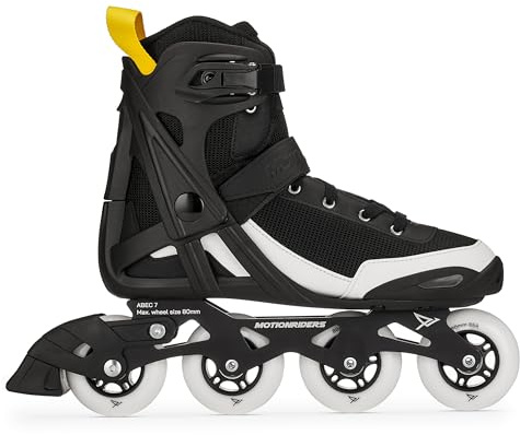 MOTIONRIDERS Herren Inline-Skates Xion 80 - Fitness-Skates für modebewusste Sportler - Original AirBoot-Konzept, ABEC 7 Kugellager - Schwarz/Weiß - Inliner für Erwachsene (42 EU)