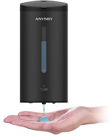 anydry 1205C Seifenspender Automatisch Wandbefestigung 800ml Kommerzieller Automatischer Flüssigseifenspender Wandmontage Mattschwarz