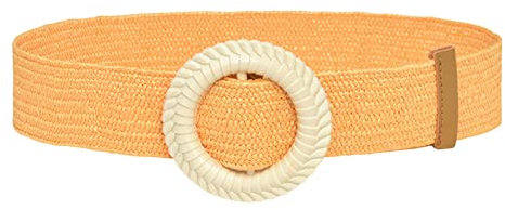 Stoffgürtel Stretchgürtel Elastik Flechtgürtel Frauen solide gewebte elastische lässige Sommer Gürtel Stretch Gürtel mit Holzschnalle Geflochtener Elastischer Gürtel für Damen Herren