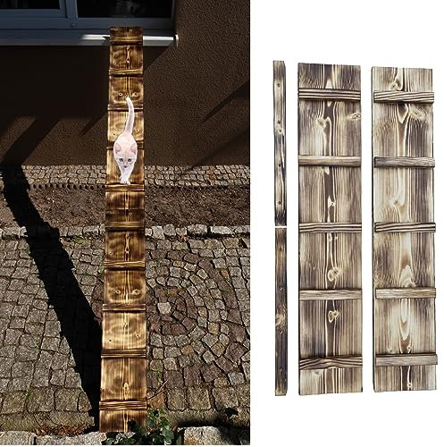 Katzenleiter Katzentreppe Geflammt Katzenstufe für Balkon 1m bis 6m mit Schraubhaken Outdoor Draußen Leiter (Länge: 6m)