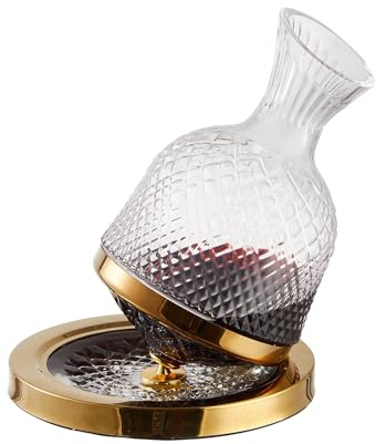 Carafe à décanter pour vin rouge, aérateur de vin, verre cristal épais, base dorée, rotation à 360°, aération rapide du vin, 1500 ml, amateur de vin