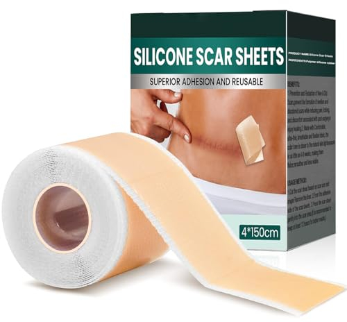 ZUOQIANG Silikonpflaster für Narben, 4 x 150cm Narbenpflaster Silikon, Silicone Scar Sheets, Wiederverwendbar Silikon Pflaster, Silicone Scar Tape Geeignet für Narben Nach Operationen Verbrennungen