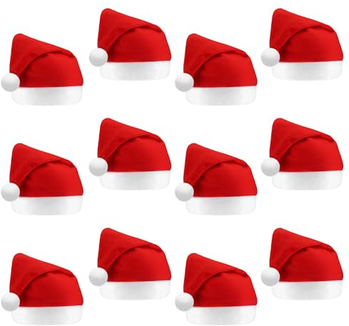 HO-SFSM 12 Pcs Gorros de Papa Noel, Gorro Navideño de Papá Noel Unisex