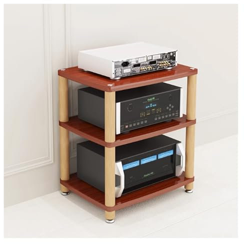 Stereo hi fi rack hifi Armadietto Rack Mobile giradischi e porta vinili Mobili per hi fi Porta dischi vinile,supporto for lettore CD,torre for rack audio,Alto Moderno Mobili for casa/uffi(Teak color,3