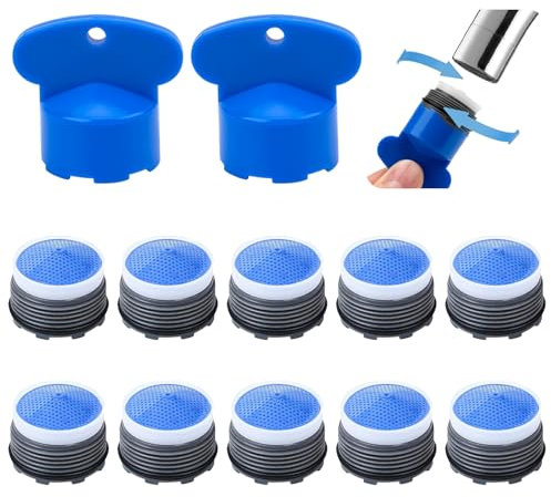 10 Stück Wasserhahn Sieb (M18.2) mit 2 Strahlregler Werkzeug Schlüssel, Perlatoren für Wasserhähne, Kunststoff Wasserhahn Siebeinsatz, Wasserhahn Belüfter für Bad, Küche