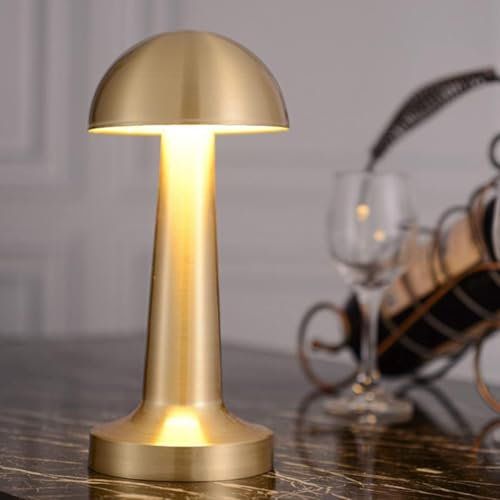 BUTORY Cordless Rechargeable Table Lamp 3-Levels Touch Dimmable Bedside Lamps LED Desk Lamp Metal Touch Lamp Bedside Light Eye-Protection &1800 mAh Battery for Dining, Bedroom, Living Room, Camping