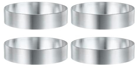 QUARKZMAN 4Pcs Anello per Torta Rotondo 3.15 x 1 Pollice in Acciaio Inossidabile Senza Saldature per Dolci Specchio Rivestito per Cottura di Dolci frittella Inglesi e Crumpet Strumento