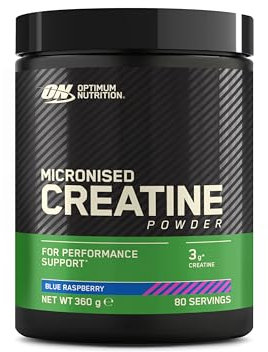 Optimum Nutrition Creatina Micronizzata in Polvere, Gusto Blue Raspberry, 360g, 80 Porzioni