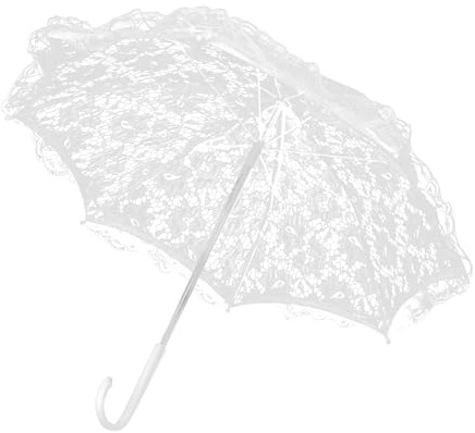 Wakects Parapluie de Parasol en Dentelle Blanche pour la Mariée, 16,5x19,3 Pouces, Fête de Mariage, Accessoires Photo de Jardin, Performance Théâtrale, Fleurs Artisanales, Acier