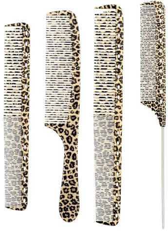 4pcs/Set Leopard Print Professional Hair Styling Comb - Durable ABS Plastic, Ideal for All Hair Types, Perfect for Salon & Home Use