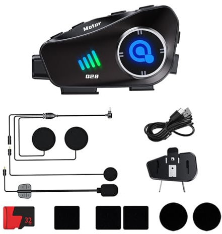 Rdxanc Motorbike Helmets Headset Intercom with Driving Recorder 120° Video Call Headset