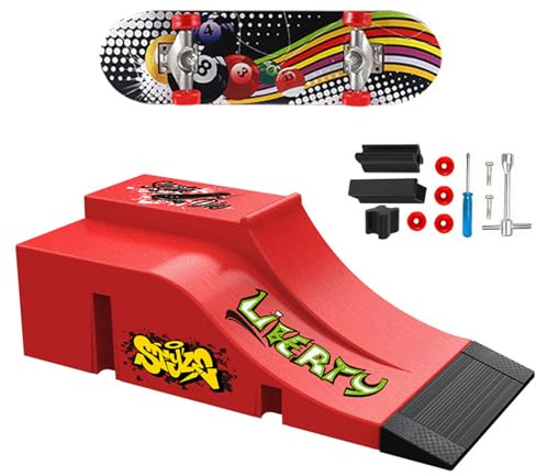 JurciCat Mini Skateboard Da Dita Fingerboard Set di Sccessori per Rampa con 1 e Fingerboard di Ricambio Ultimate Sport Training Requisiten (A)