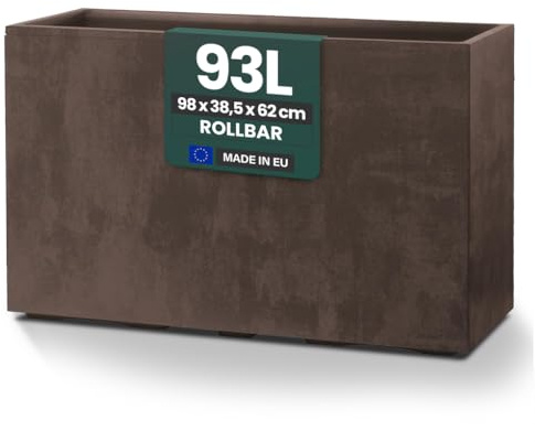 Kreher XL Pflanzkasten Millennium in verschiedenen Formaten und Farben. Tolle Naturstein Optik in Braun, Beige, Anthrazit oder Grau! Aus robustem Kunststoff! (XL Raumteiler (rechteckig) in Braun)