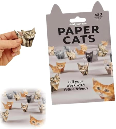 OUTMX 3D Origami Paper Folding Kit, Pre-Printed DIY Craft Sheets for Cute Figure Creations, Fun Creative Activity for Adults & Kids, Desk Decoration & Gift Idea(Cat)
