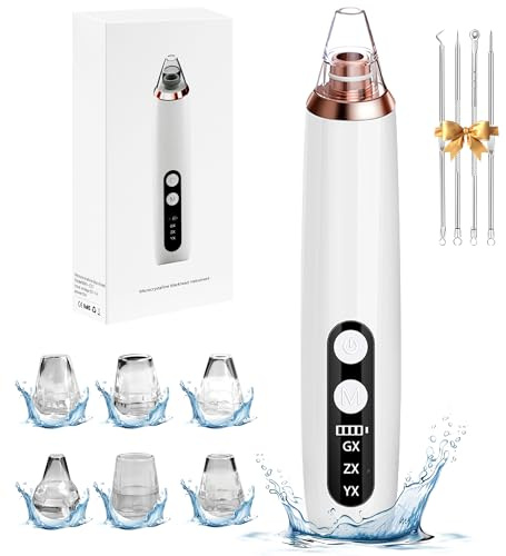 Aspirateur Point Noir, Extracteur de Points Noirs Tire Comedons Nettoyant de Pores Soin Visage Femme Blackhead Removal avec 3 Sondes et 6 Modes D'extraction pour Enlever les Points Noirs