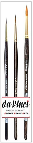 Da Vinci Série 1526Y Harbin-Kolinsky Künstlerpinselset-Pinsel 1,2,6. Made in Germany