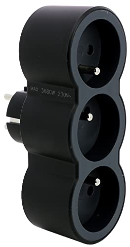 Legrand - Steckdosenleiste mit 3 Frontsteckdosen mit Erdung - schwarz und dunkelgrau