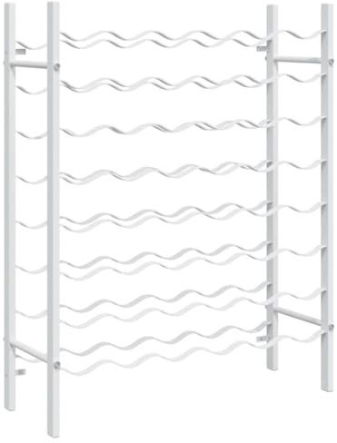 vidaXL Casier à Bouteilles pour 48 Bouteilles Étagère à Vin Casier à Boisson Stockage Rangement Cuisine Maison Intérieur Blanc Métal