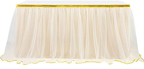 LUMoony Tüll Tischrock Tüll Tischrock mit Pailletten Tütü Tischröcke Tisch Tischdecke Tüll Tischdecke Tüll für Geburtstag Mädchen Dekoration, Baby Party,Candy Party,Candy Bar,Hochzeit L183×H77cm