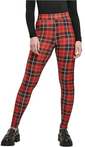 Urban Classics TB4771-Ladies Soft AOP Leggings, Pantaloni Donna, Redcheck, S