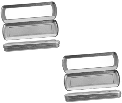 STOBOK 2sets Large Metal Pencil Box for Kids School Supply Bulk Pencil Case Rectangle Boxes Strong Sealing 2pcs*2