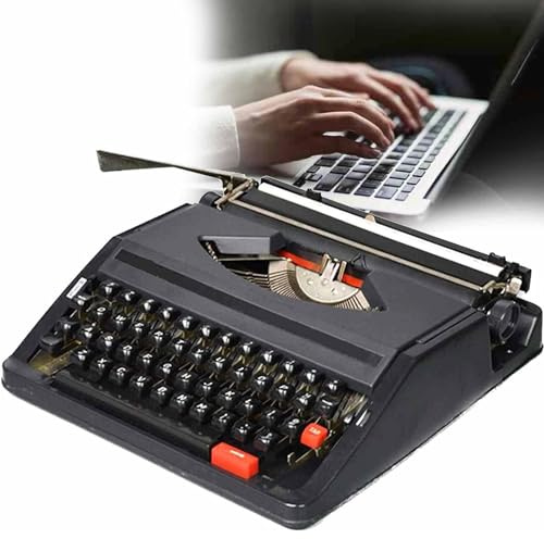 DPLXFPP Machine À Écrire Manuelle Rétro, Machine À Écrire Manuelle Portable Traditionnelle, Machine À Écrire Vintage, Machine À Écrire Manuelle Rétro en Clavier Rouge-Noir avec Clavier Anglais,Black