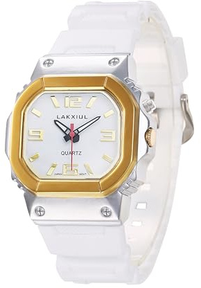 LAKXIUL Orologio parlante vocale inglese per non vedenti, ipovedenti o anziani, cassa bicolore, cinturino bianco