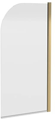 Balterley 790 x 1430mm Bath Shower Screen, Round Corner Shower Screens for Baths, 6mm Toughened Safety Bath Door Screen, 180° Pivot Reversible Door Screens for Straight Baths (Brushed Brass)
