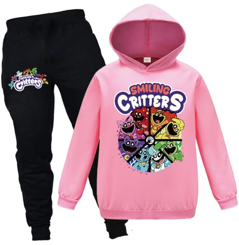 Forlcool Smiling Critters Boys Tracksuits Unisex Kids Sportswear Game Merch Girls Outfits sets (Pink,7-8 Years,7 Years,8 Years)