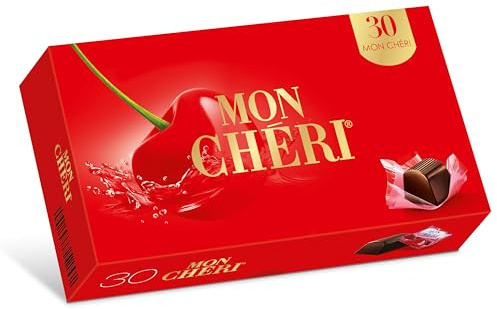 Chocolats MonChéri - 315g (30 pièces) - Chocolat noir à la liqueur de cerise - Bonbons à l’alcool - Pour un anniversaire, Noël ou simplement le plaisir de grignoter