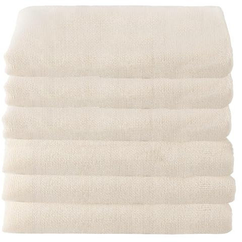 6pièces Etamine Alimentaire,Toile à Fromage,Tissu Ourlé Mousseline,Tissu Filtrant en Coton,Filtre en Coton Ultra-fin 50 * 50cm,pour Filtrer le Fromage,Jus,thé,Jus de Tofu,Café