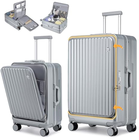 Sea choice Set di 2 Valigie Trolley in PC Bagaglio a Mano Set 2 Pezzi Valigie Rigide con 4 Doppie Ruote a 360° et Chiusura TSA 55cm/78cm con Ricarica USB, Porta bicchieri