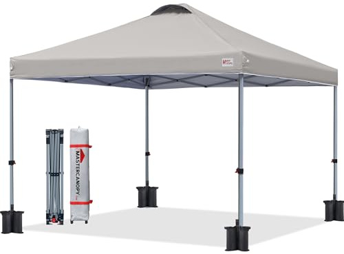 MASTERCANOPY Pop-up Gazebo Tent with Roller Bag (3x3M, Light Grey)