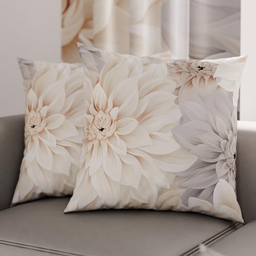 PETTI Artigiani Italiani - Coppia di Federe Cuscino 50x50 cm in Microfibra, Cuscini Arredo Camera da Letto, Divano, Salotto, Set 2 Fodere Copricuscino, Federa Floreale 25, 100% Made in Italy