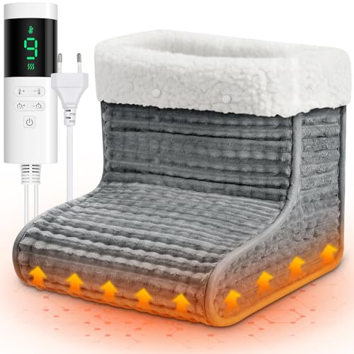 Calientapiés, 30-60℃ Calentador de Pies, Calentador de Pies Eléctrico con 9 Niveles de Temperatura y Temporización de 12H, Lavable, Protección contra el sobrecalentamiento