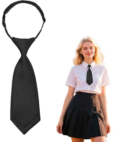Gsyziux Neck Ties for Women Girls, Adjustable Pre-Tied Womens Tie Cute Ladies Neckties for School Uniform Cosplay Daily (Black)