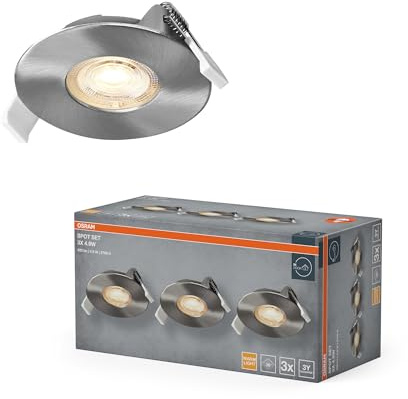 OSRAM Foco empotrable LED Spot Set, 4,9 W, 2700 K, foco de techo 36°, níquel satinado, aluminio/plástico, juego de 3