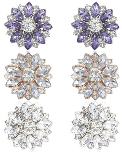 Elegaperma 6 Pcs Button Covers Clip on with Sparkling Rhinestones