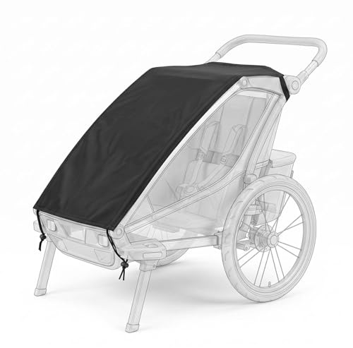 Parasole Passeggino Universale, Telo Sole Passeggino UPF 50, Ombrellino Parasole Passeggino Regolabile, Ombrellino per Passeggino Pieghevole, Lavabile e Impermeabile, Nero