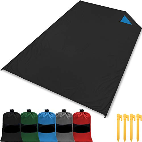 gipfelsport Coperta da picnic per esterni, impermeabile, lavabile, senza sabbia, 150 x 110 cm, colore nero